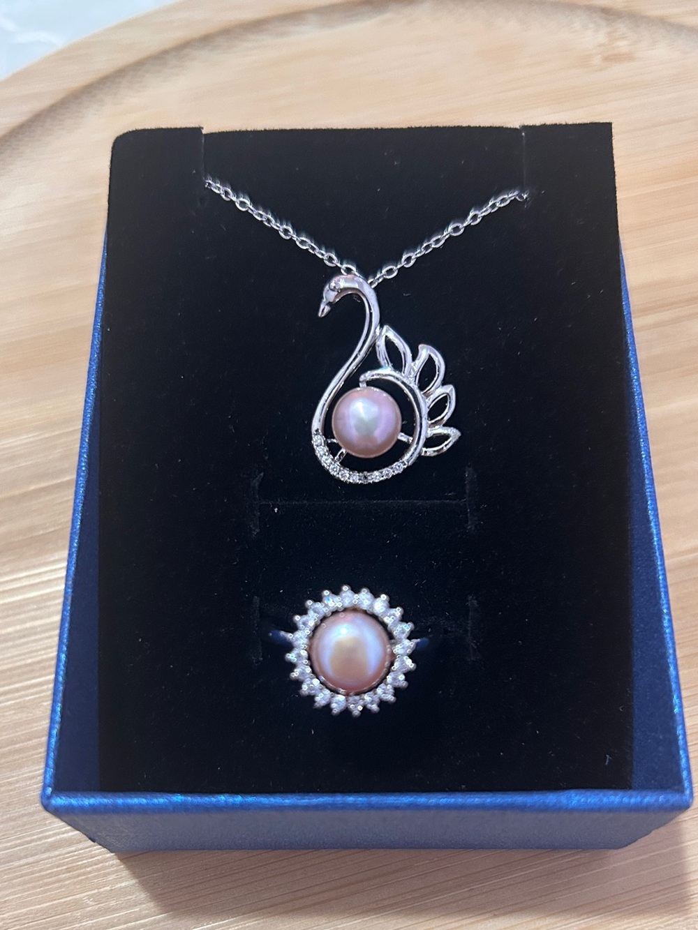 Natural Pearl Necklace and Pearl Ring Set - Pink Pearls